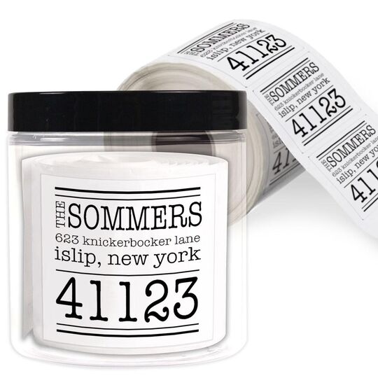 Big Zip Family Square Address Labels in a Jar
